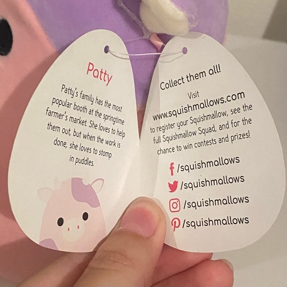 Squishmallows Patty the Cow 8” Stuffed Animal Plush OG Rare VHTF 2017 NWT Farm - Picture 4 of 4